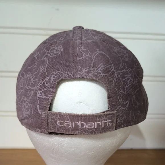 Carhartt Purple Floral-Print Baseball Cap with Leather Logo Patch - Picture 2 of 3
